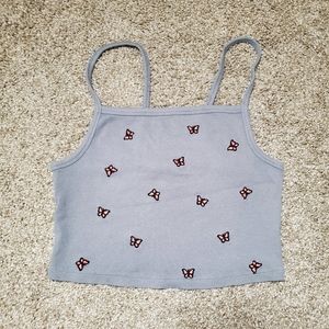 Vibe'n Y2K Butterfly Gray Crop Top Tank Size Small